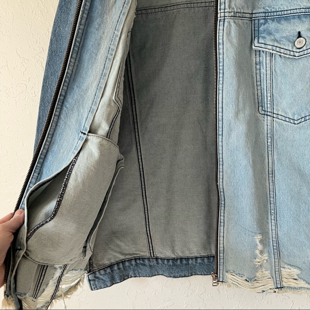 NEW Free People Denim Jacket Raw Edge Front S - Picture 14 of 15